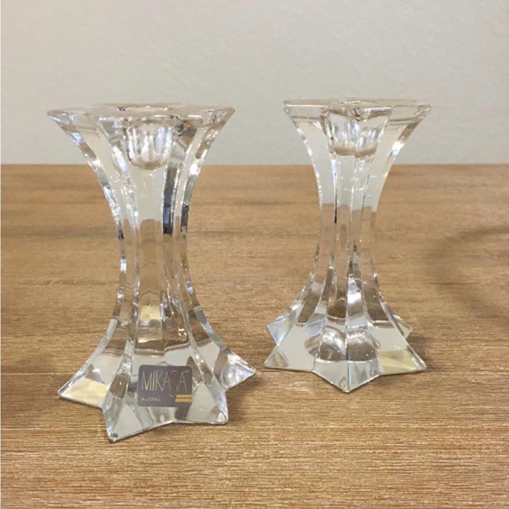 Mikasa glass candle holders New